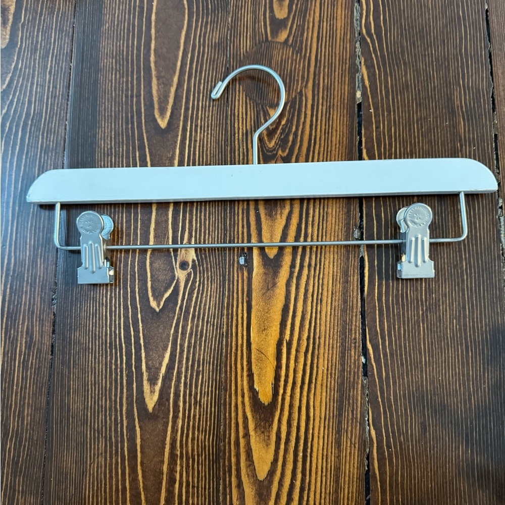 White Wooden Hanger with Clips - set of 20